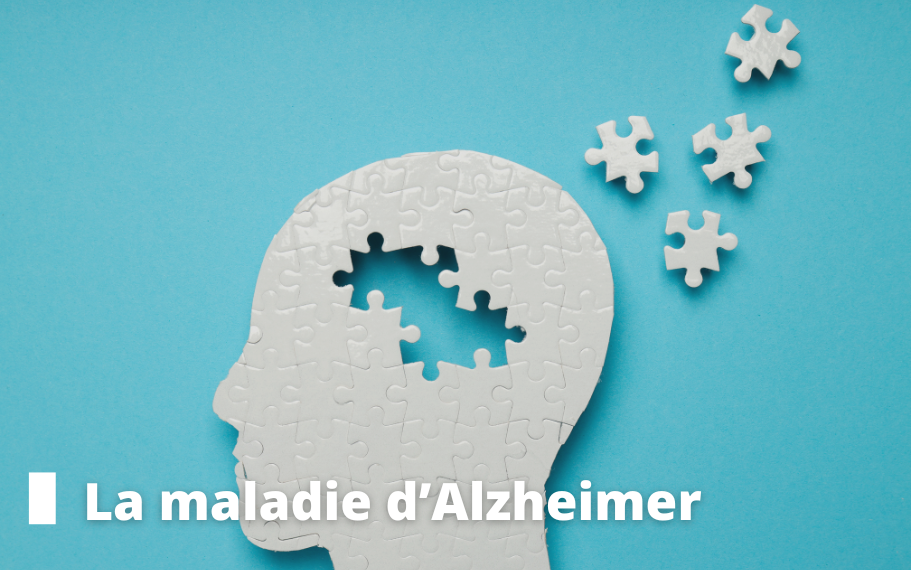 Alzheimer et âge Puzzle tête avec des morceaux qui sont détachés et symbolisent la maladie d'Alzheimer